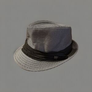 Angela & William Fedora Hat Blend Gray Striped Unisex L/XL Wool Acrylic Blend